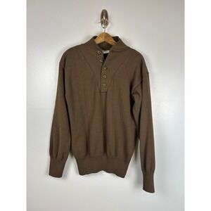 DSCP Garrison Collection Brown Henley Sweater Mens Large 42-44 Military Outdoors